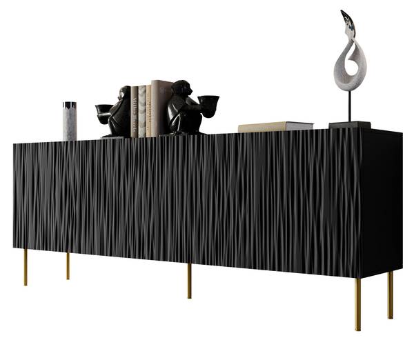 Kommode Jungle 190 Schwarz - Holzwerkstoff - 190 x 75 x 41 cm