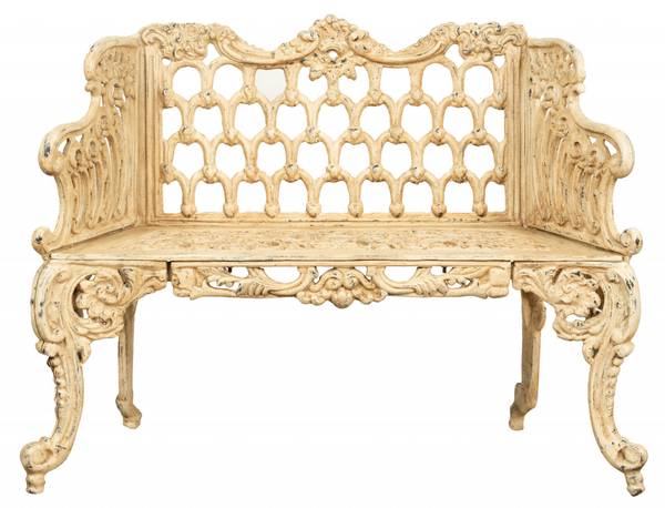 Banc de jardin OPERA Blanc - Fonte - 48 x 89 x 112 cm