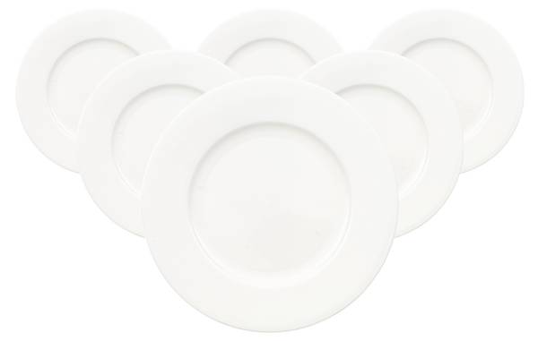 Brotteller Anmut 6er Set Weiß - Porzellan - 17 x 2 x 17 cm