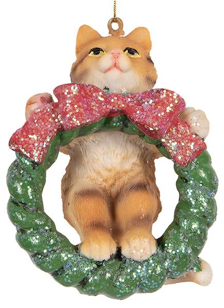 Weihnachtsanhänger Katze CH665313 Braun - Kunststoff - 5 x 9 x 6 cm