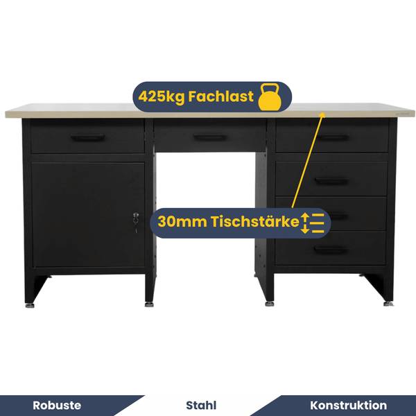 Werkbank FRANK 1 Schließfach Schwarz