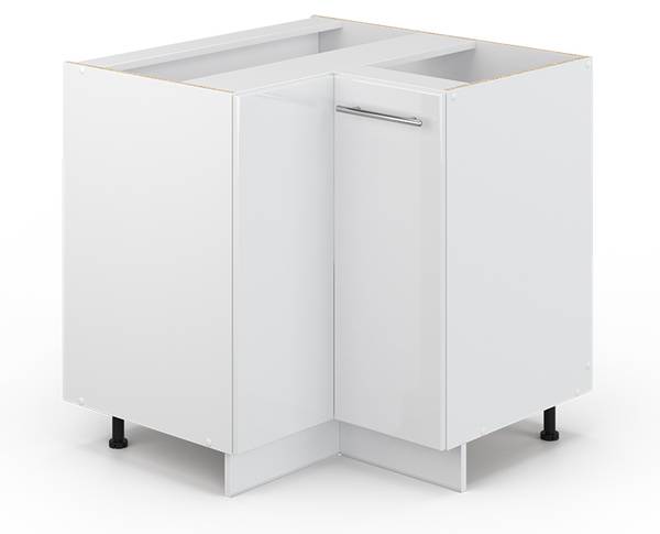 Eckunterschrank Fame-Line 33509 Hochglanz Weiß - Weiß