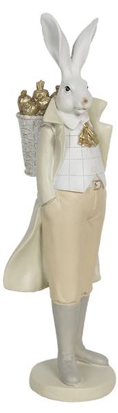 Figur Kaninchen DekoEaster-Greyson Weiß - Kunststoff - 10 x 37 x 11 cm