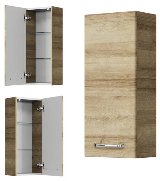 Badmöbel-Set TRENTO-66-1 4er-Set Braun - Holzwerkstoff - 122 x 200 x 50 cm