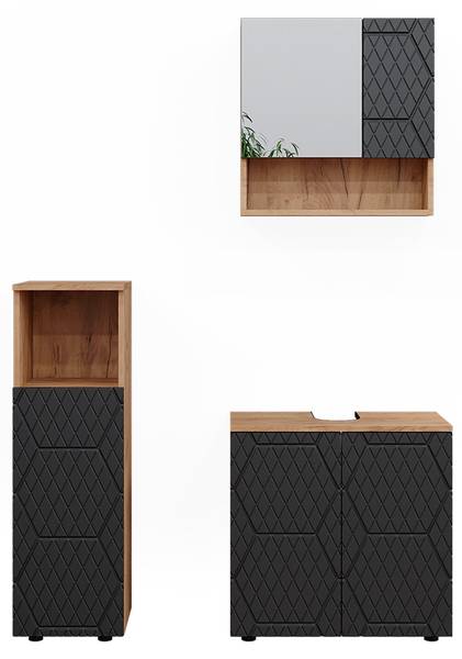 Badmöbel-Set Irma 47174 Braun - Grau - Holzwerkstoff - 80 x 59 x 41 cm