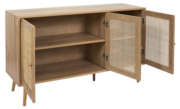 Kommode Tivo Beige - Rattan - Holz teilmassiv - 119 x 11 x 41 cm