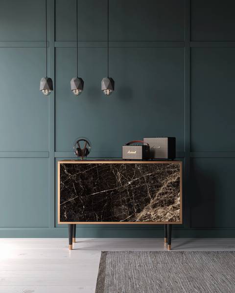 Sideboard BS4 Walnuss Schwarz - Holzwerkstoff - 115 x 86 x 48 cm