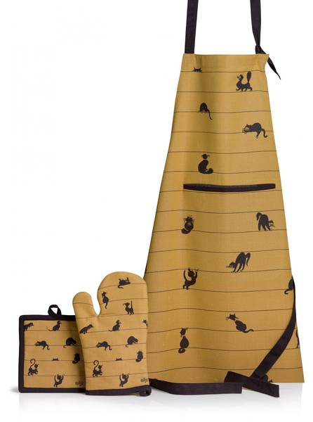 Küchenschürze Dubout Partition de chats Braun - Textil - 72 x 1 x 85 cm