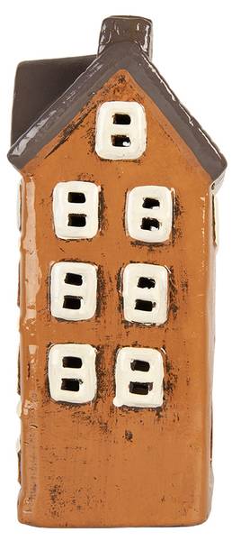 Teelichthalter Haus Toulouse Orange - Keramik - 10 x 23 x 12 cm