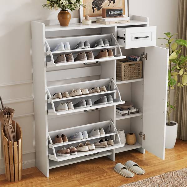 Schuhkipper BAMUD Ⅲ Weiß - Holzwerkstoff - 95 x 121 x 24 cm