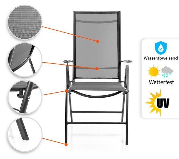 Gartenstühle 1000494 2er Sets Schwarz - Kunststoff - 44 x 105 x 44 cm