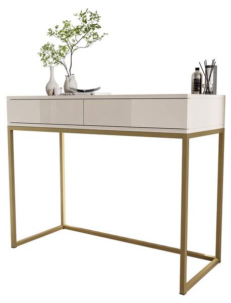 Konsole BLANCO Beige - Hochglanz Beige - Gold