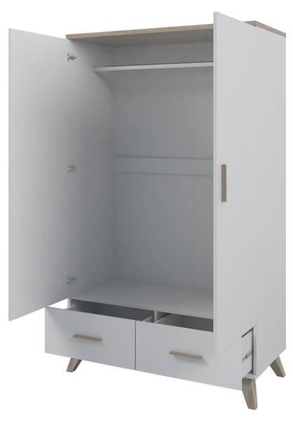 Kleiderschrank Lotta Eiche - Weiß