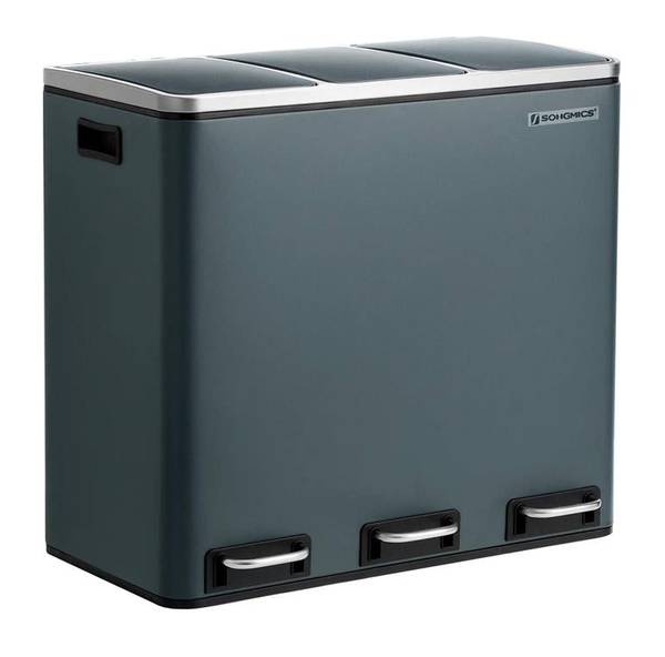 Mülleimer Mülltrennsystem Grau - Metall - 32 x 56 x 62 cm