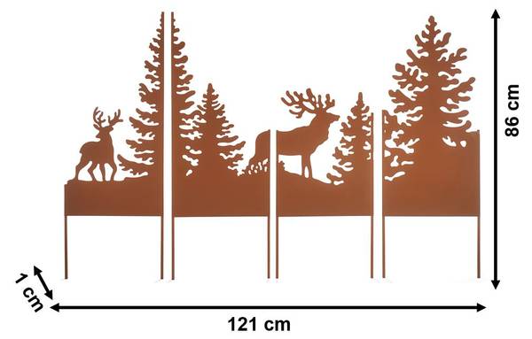4tlg. Set Dekorationsobjekt Braun - Metall - 1 x 86 x 121 cm