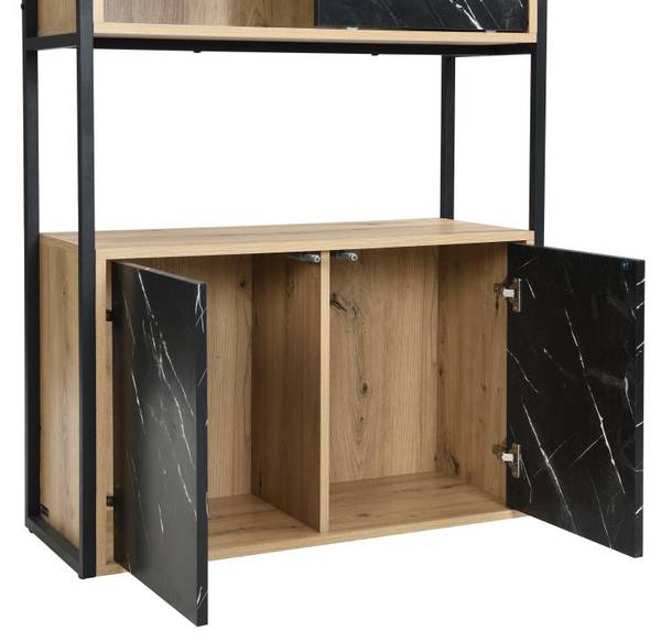 Bücherregal YELANIA Schwarz - Braun - Holz teilmassiv - 80 x 180 x 34 cm