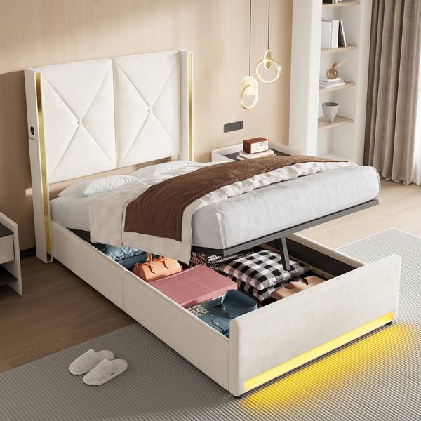 Einzelbett K-1969 Beige