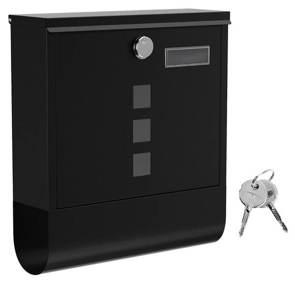 Briefkasten Malabo Schwarz - Metall - 10 x 34 x 31 cm