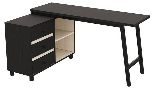 Bureau Eos Ⅴ zwart - plaatmateriaal op houtbasis - metaal - 100 x 76 x 150 cm
