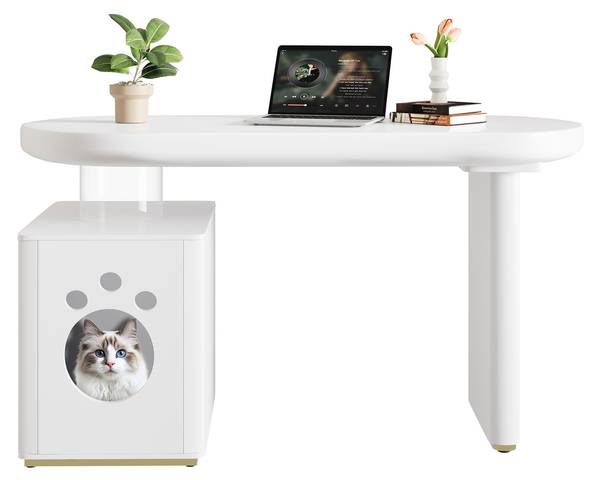 Schreibtisch LucyWoody Ⅰ Weiß - Holzwerkstoff - 50 x 76 x 117 cm