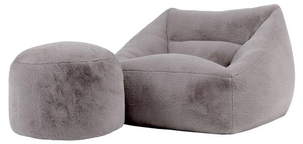 Sitzsack Sessel mit Sitzpouf Natalia Grau