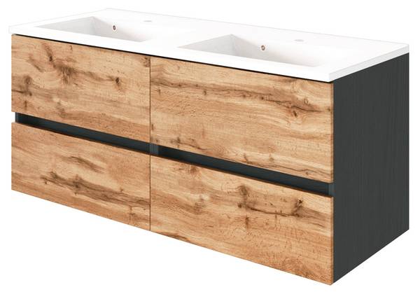 Badmöbel-Set LOUROSA-03-6 4er-Set Braun - Grau - Holzwerkstoff - 180 x 200 x 47 cm