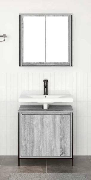 Badmöbel-Set 2er Set 3328392 Grau - Holzwerkstoff - 60 x 60 x 35 cm