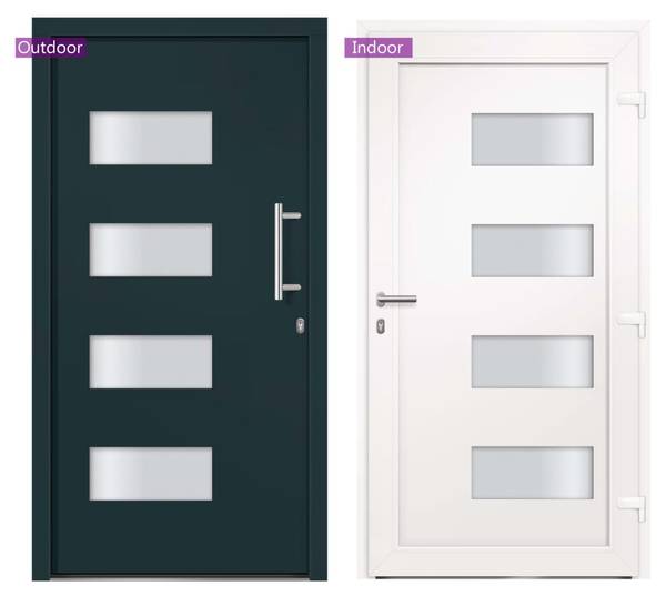 Porte d'entrée 3003744-2 Gris - Aluminium - PVC - 110 x 210 x 1 cm