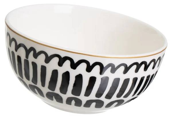 Schüssel Lyne 4er-Set Schwarz - Weiß - Keramik - 16 x 22 x 16 cm