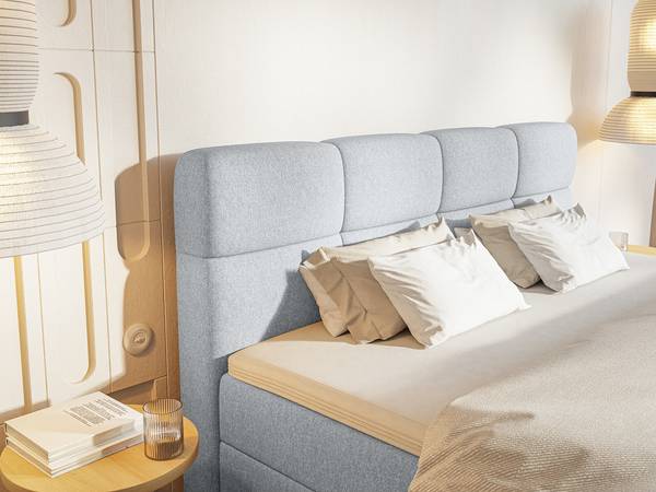 Boxspringbett ALZEA Silber - Breite: 200 cm