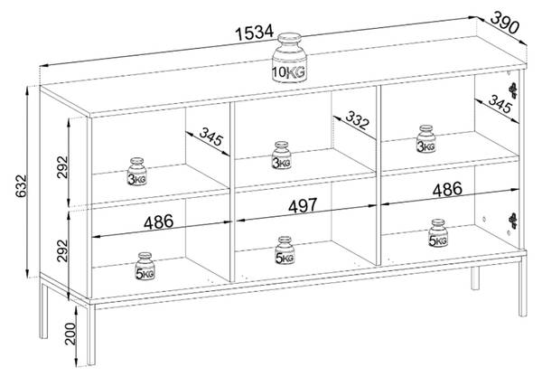 Kommode DEO Braun - Grau - Rauchglas - ABS - 154 x 83 x 39 cm