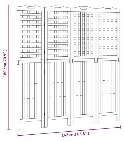 Kamerscherm 3016889 set van 4 bruin - acacia - 2 x 180 x 162 cm