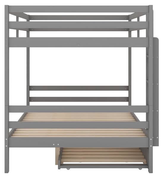 Etagenbett-O28114 Grau - Massivholz - 150 x 150 x 205 cm
