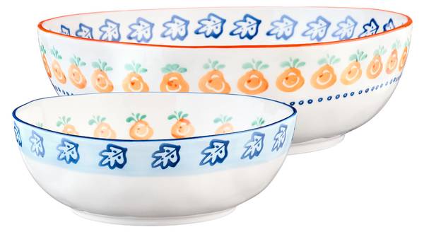 Saladeschaal NAPOLI 2-delig wit - keramiek - 18 x 36 x 35 cm