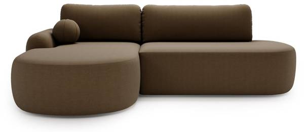 Ecksofa AURIO O Braun - Armlehne davorstehend links - Armlehne beidseitig montierbar - Ecke davorstehend links - Ottomane davorstehend links