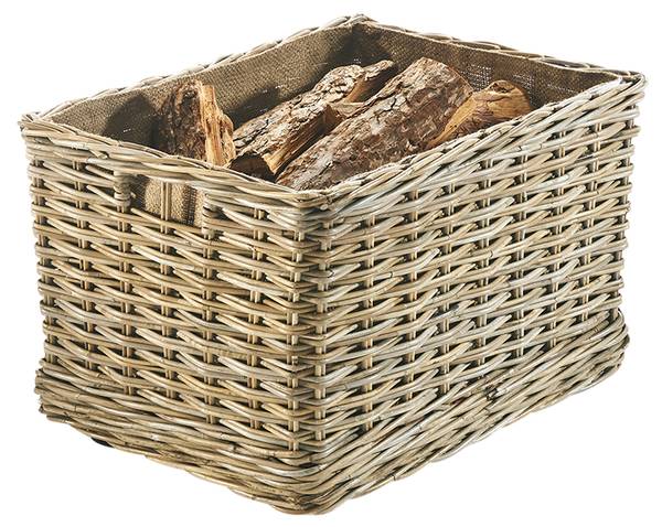 Kaminholzkorb FIREWOOD222 Grau - Rattan - 49 x 42 x 64 cm