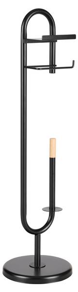 Toilettenpapierhalter ELVIS Beige - Schwarz - Metall - Holz teilmassiv - 22 x 82 x 22 cm