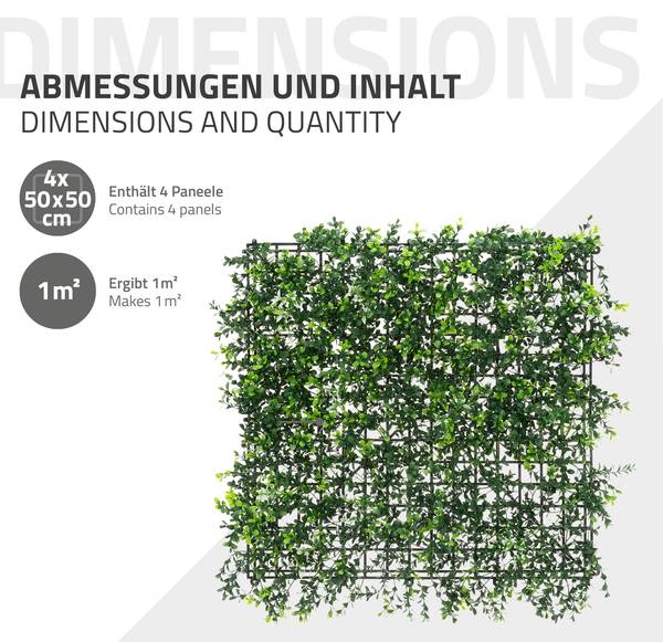 Kunstpflanzen Wandpaneel FOLIA-P 4er-Set Grün - Kunststoff - 50 x 50 x 8 cm