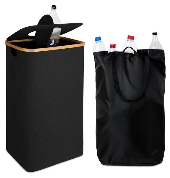Conteneur à bouteilles consignées 100 l Noir - Marron clair