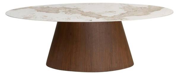Esstisch Ellipse Beige - Keramik - 220 x 76 x 110 cm