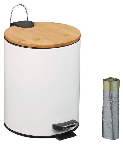 Pedaalemmer 5 liter met vuilniszakken zwart - lichtbruin - wit