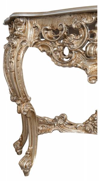 Console Haltafel BAROK II zilver - massief hout - 38 x 87 x 125 cm