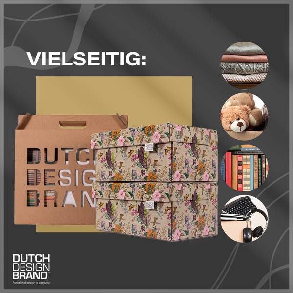 Speicherbox Botanical 2er Set Creme - Orange - Pink - Violett - Fassungsvermögen: 11 L