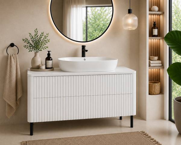 Meuble vasque Rhein Noir - Blanc - Largeur : 121 cm