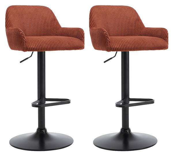 Tabouret de bar LILIYA Lot de 2 Marron - Textile - 49 x 102 x 51 cm