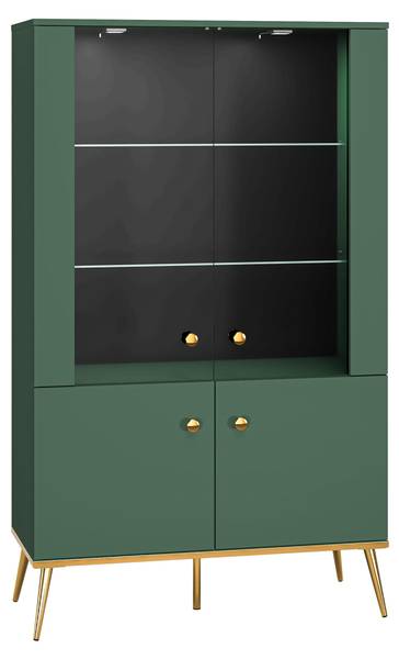 Vitrinenschrank FORT SC92 4D Grün - Melamin - 92 x 152 x 40 cm