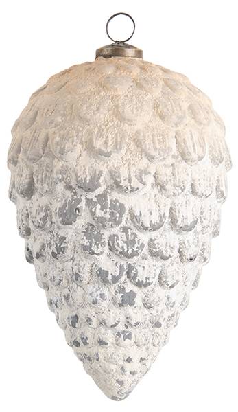 Weihnachtskugel XL Winter 24443 Weiß - Glas - 13 x 20 x 13 cm