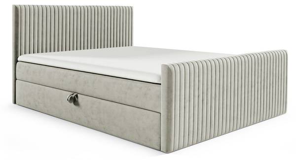 Boxspringbett MANELLO Grau - Samt - 164 x 103 x 214 cm