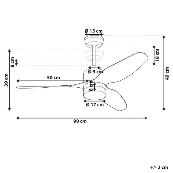 Deckenventilator ANDERSON 2-tlg Braun - Weiß - Kunststoff - 90 x 39 x 90 cm
