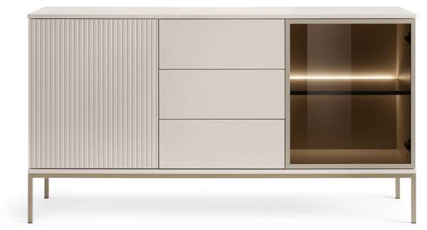 Kommode DEO Beige - Rauchglas - ABS - 154 x 83 x 39 cm